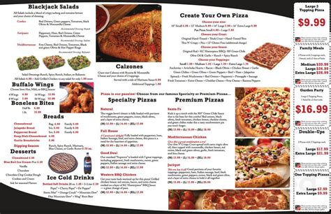 Blackjack Pizza Loveland Co Menu