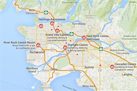 British Columbia Casinos Mapa