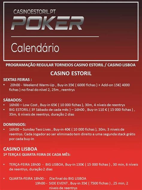 Calendario De Poker De Casino Estoril