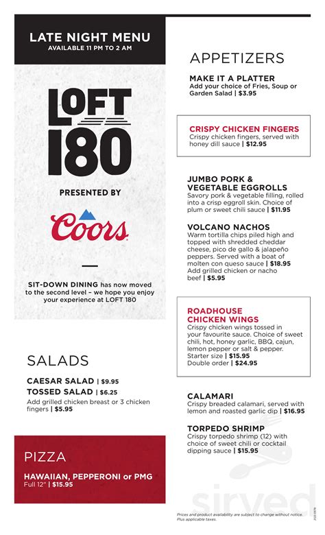 Mcphillips Casino Menu