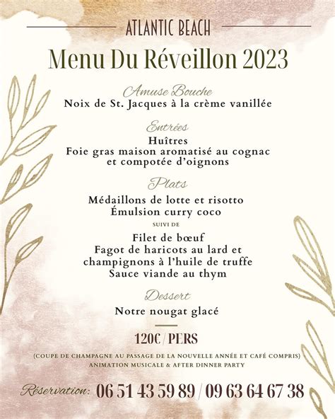 Menu Reveillon Casino La Baule