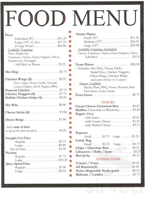 St Albert Casino Menu