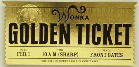 Wonka Bilhete Dourado De Fenda